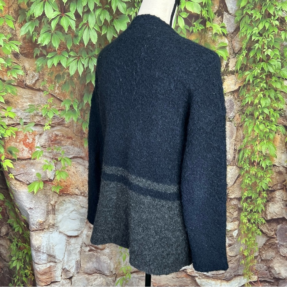 MADEWELL Chunky Gray and Charcoal Double Breasted Wool Blend Cardigan, S - Picture 6 of 9